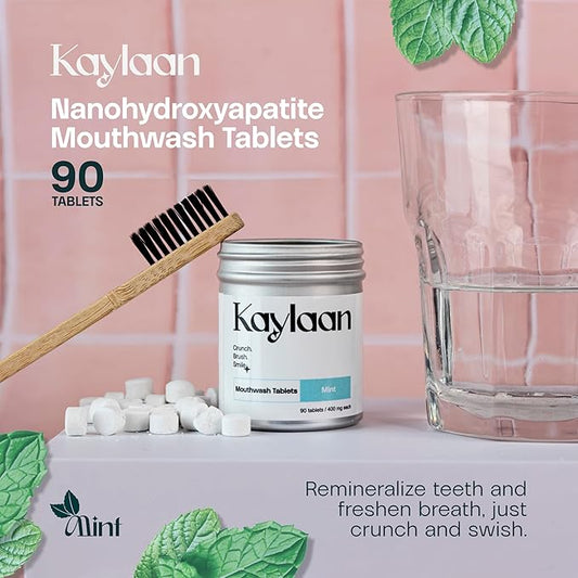 Mouthwash Tablets - Mint | Fluoride-Free, Alcohol-Free, Fresh Breath & Oral Care with Plastic-Free, Travel-Friendly, TSA Approved Packaging | 90 Count, Made in USA