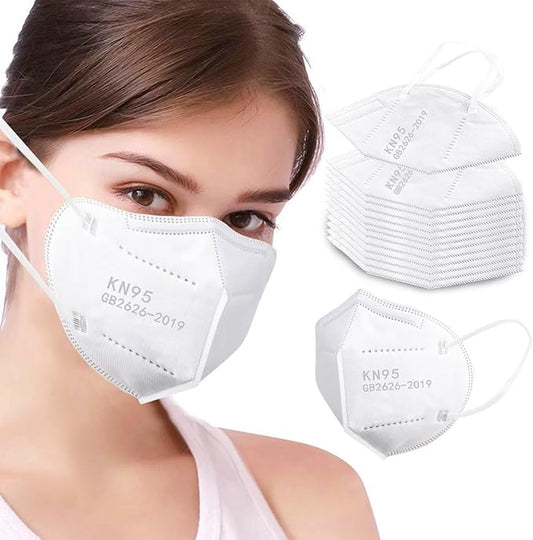100PCS KN95 Face Masks 5 Layer Filter Efficiency≥95% with Elastic Ear Loop and Nose Bridge Clip Breathable Mask White