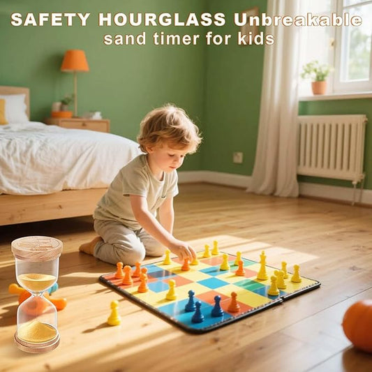 10 Minute Sand Timer, Beech Wood Gold Sand Clock for Kids, Small Hourglass, Sandglass 10 Min Hour Glass for Classroom,Game,Decorative,Desk (Gold)