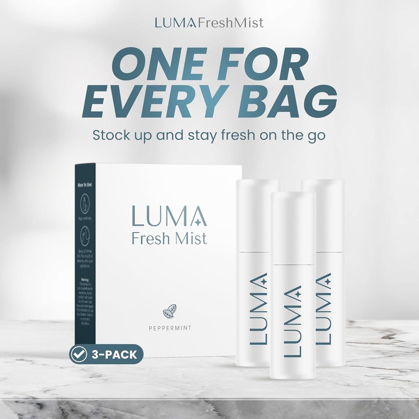 Luma Breath Mist Spray – 3 Pack – Instant Fresh Breath Spray with Mint Flavor – Sugar-Free & Alcohol-Free – Long-Lasting Portable Breath Freshener for Travel, Office, or Daily Oral Care