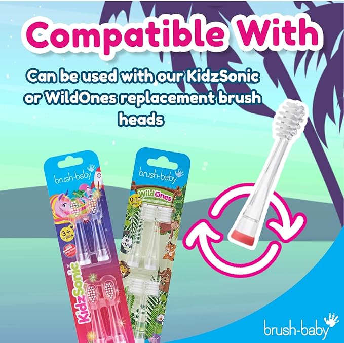 brush-baby - KidzSonic Flamingo Kids Electric Toothbrush for Ages 3+ with Disco LED Lights, Gentle Sonic Vibrations, 2-Minute Smart Timer & 30‑Second Pulse Reminders – AAA Battery Included