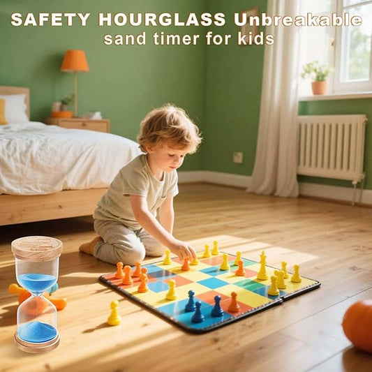 2 Minute Sand Timer Hourglass:Beech Wooden Sand Clock,Small Sand Watch 2 Min,Blue Hour Glass Sandglass for Home,Brushing Teeth,Kitchen (Blue)