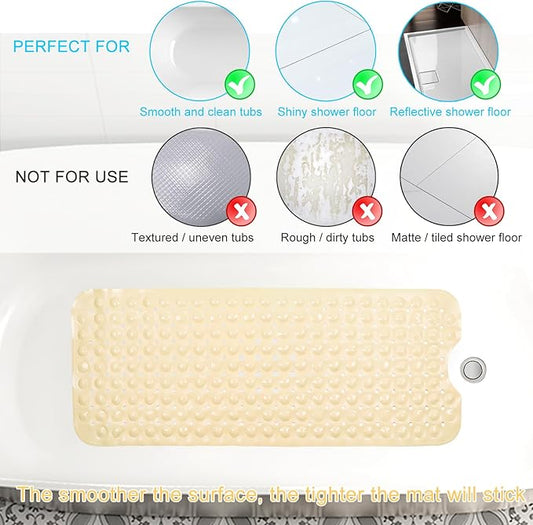 Sheepping Baby Bath Mat for Tub Non Slip Extra Long Cover Bathtub Mat for Toddler Kids 40 X 16 Inch - Eco Friendly Infant Bath Tub Mat with 200 Big Suction Cups,Machine Washable Shower Mat