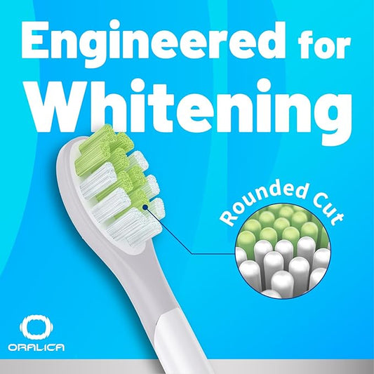Japanese Brand Whitening Replacement Toothbrush Heads, Compatible with Philips Sonicare Click-on Handles, 10 Pack, Medium, with Tongue Cleaner (CA668, White)