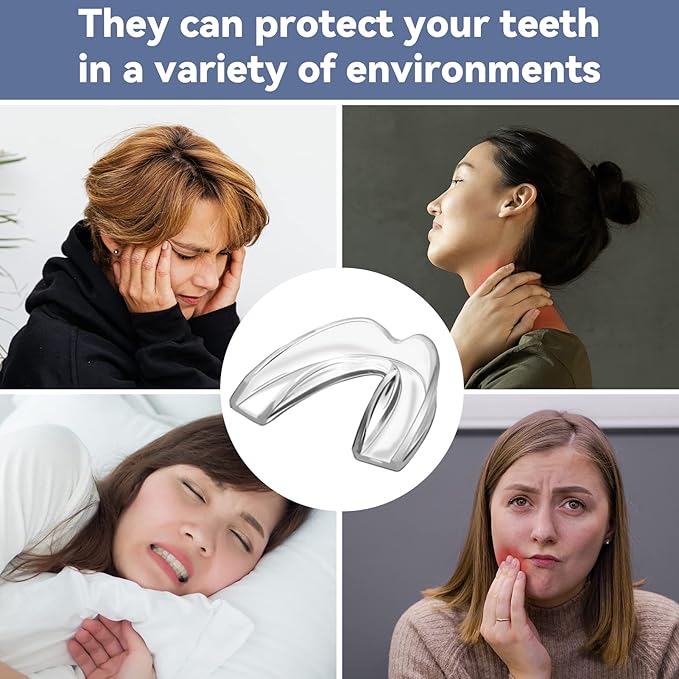 Women Mouth Guard for Teeth Grinding, Pack of 8 Moldable Mouth Guards for Clenching Teeth, Comfortable Night Guard for Teenagers Sport Athletic, Whitening Tray