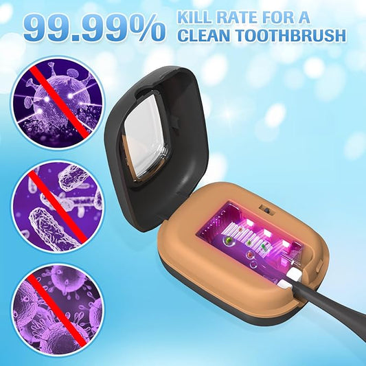 YourMate Rechargerable UVC Toothbrush Sanitizer Case Pro Compatible with Electric Toothbrush Heads/Regular Toothbrushes Travel Toothbrush Covers Case Magnetic Holder for Houshold/Traveling Black