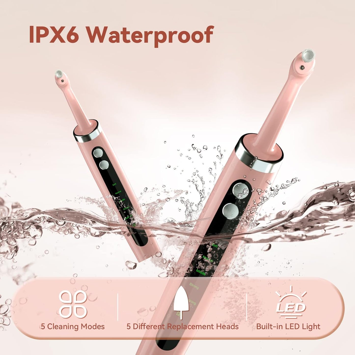 Tooth Polisher,Electric Tooth Polisher Professional with 5 Replacement Heads & 5 Cleaning Modes,USB Rechargeable,Ipx6 Waterproof, Pulidor De Dientes Electrico for Adults & Kids