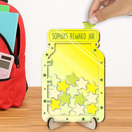 Custom Reward Jars for Kids - Magnetic Reward Jar for Classroom Behavior – Incentive Jar with Stars for Teachers & Kids – Class Rewards Chart, Potty Training, Behavior Management Tool, TT02
