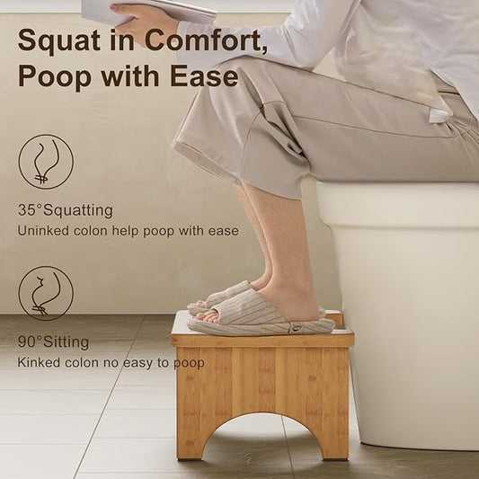 Osivaes 2 Pack Toilet Poop Stool Adult, Wood Squat Potty Stool for Adults, Foldable Bamboo Toilet Stool Squat for Travel Size, Wooden Toilet Bathroom Step, Portable for Pooping