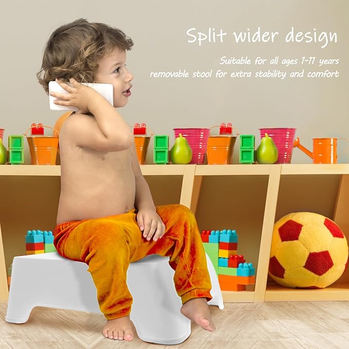 Foldable Two Step Stool for Toddlers,Kids stools for Bathroom,Non-Slip with Handles Kids Step Stool for Bathroom Sink,Toilet Bedroom,Potty Training,Kitchen (Gray)