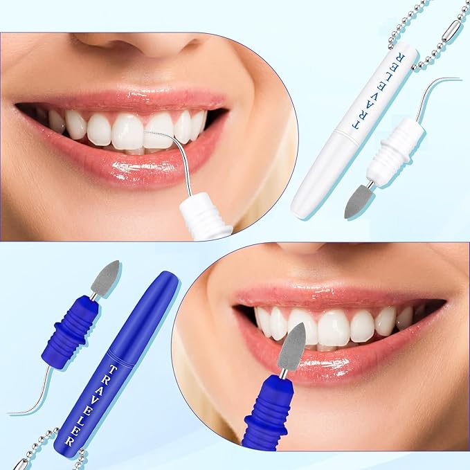 2PCS Premium Metal Toothpick Kit,Professional Teeth Cleaning Tools with Tartar&Plaque Remover,Portable Dental Picks Travel Tools,Reusable Oral Hygiene Tools with Keychain