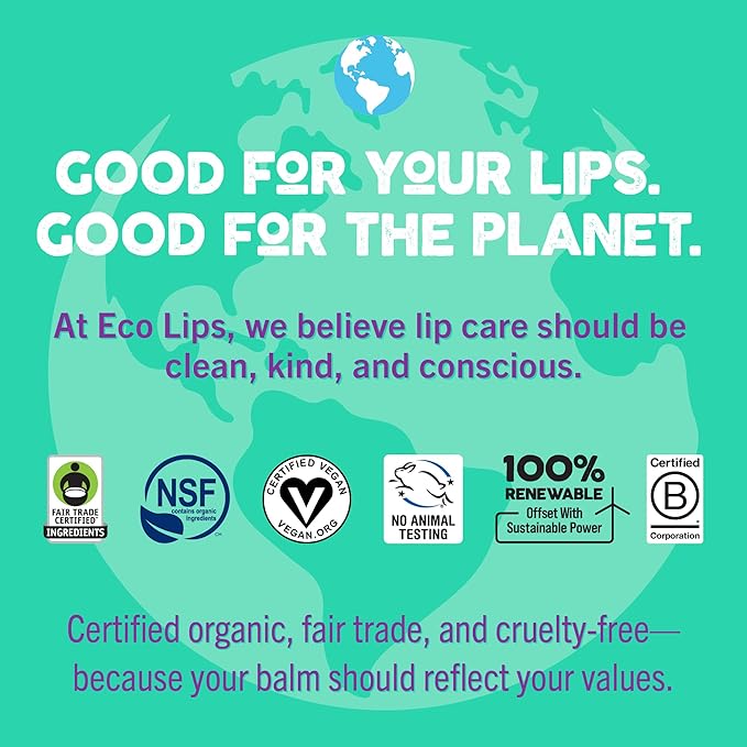 Eco Lips Bee Free Variety Pack Vegan Lip Balm | Candelilla Wax, Cocoa Butter & Coconut Oil Lip Care. Soothe & Moisturize Dry, Chapped Lips - 100% Plastic-Free Plant Pod Packaging - Made in USA