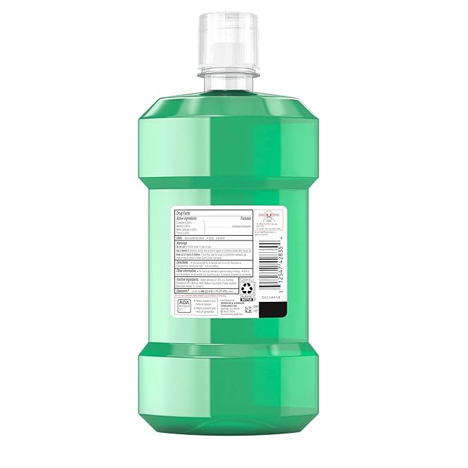 Listerine Freshburst Antiseptic Mouthwash for Bad Breath, Kills 99% of Germs That Cause Bad Breath & Fight Plaque & Gingivitis, ADA Accepted Mouthwash, Spearmint, 1 L