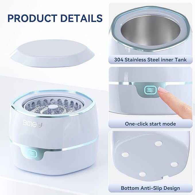 Ultrasonic Retention Cleaner,45kHzRetainer Cleaner Machine for Denture, Mouth Guard, Night Guard, Aligner, Braces, Toothbrush Head & Jewelry,245ML Dental Cleaning Pod