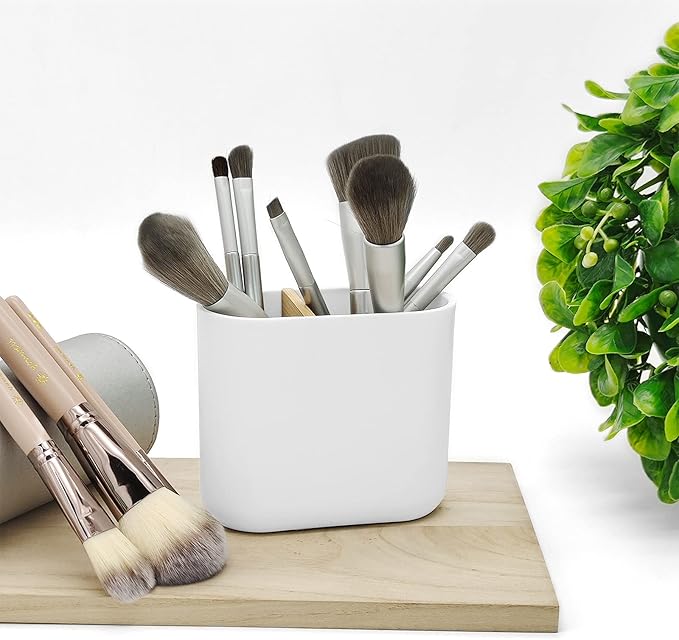 Toothbrush Holder with Bamboo Divider,Detachable for Easy Cleaning Multi-Functional Storage,2 Slots Electric Toothbrush and Toothpaste Organizer Caddy for Bathroom Vanity,Sink,Countertop (White)