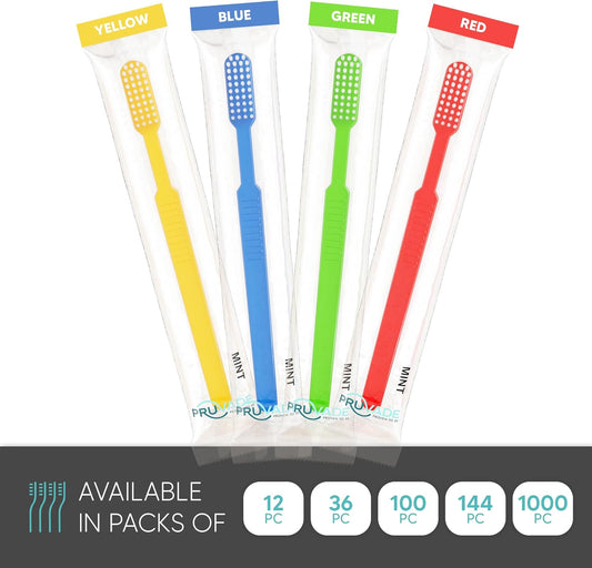 100 Pack Disposable Toothbrushes with Toothpaste Built In - Prepasted Toothbrushes Individually Wrapped - Single Use Waterless Tooth Brush with Soft Bristles for Airbnb, Hotel, Camping, Travel
