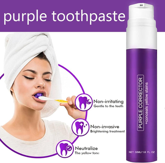 Purple Toothpaste for Teeth Whitening, Purple Whitening Toothpaste, Tooth Stain Removal Colour Corrector 50ml