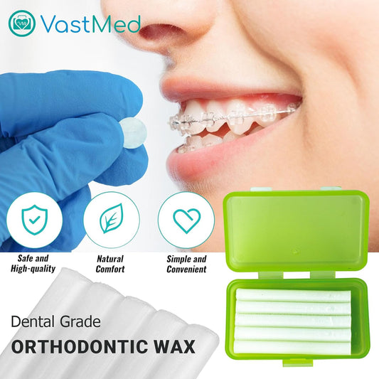 Dental Grade Orthodontic Wax for Braces & Aligners by VASTMED | Braces Wax for Teeth with Colorful Storage Cases | Food Grade Ortho Brace Wax (Multi-Color, 60PCs)