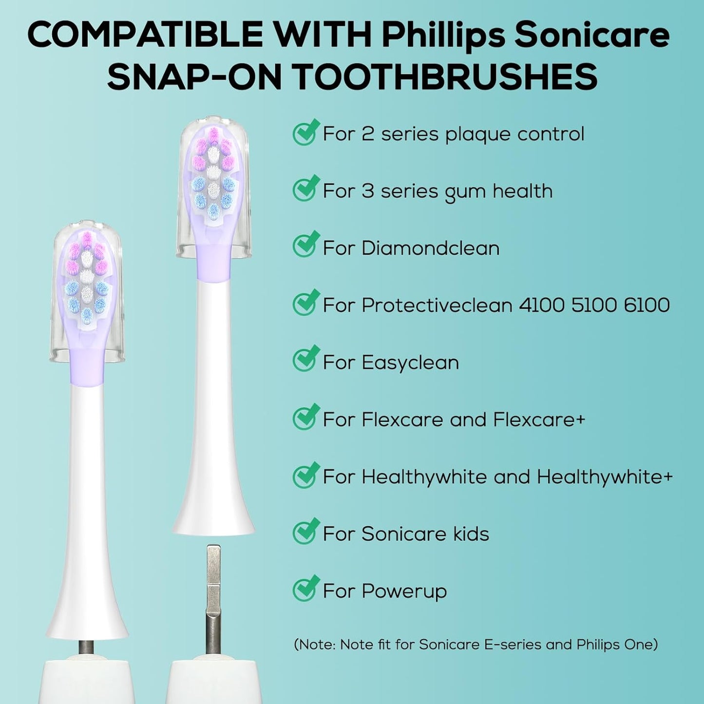 ASYH 4Pcs Replacement Toothbrush Heads Compatible with Philips Sonicare Snap-on Electric Toothbrushes, Medium Soft Brush Heads (Pruple)