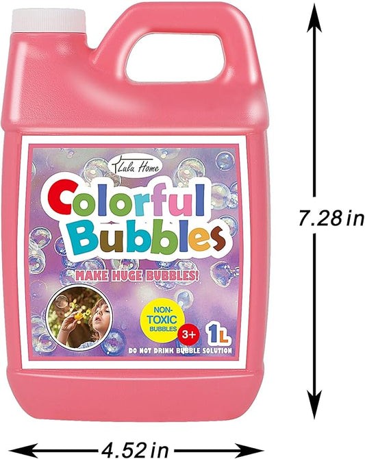 Lulu Home Concentrated Bubble Solution, 1 L/ 33.8 OZ Refill for Bubble Machines, Giant Wands, and Blowers - Up to 2.5 Gallons for Kids' Birthday Parties