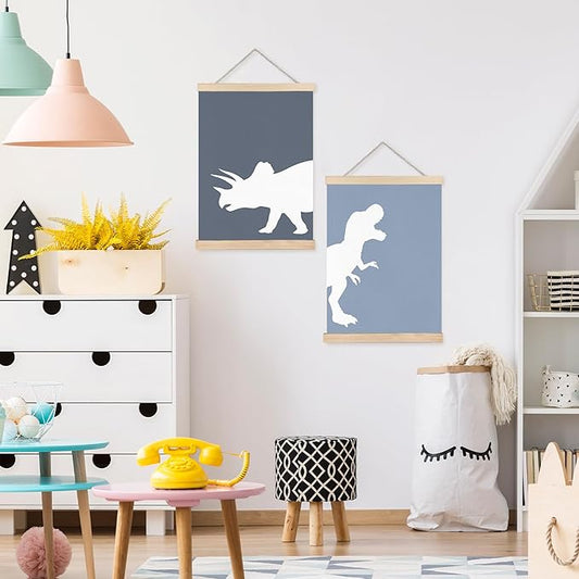 FDHSPAAM Dinosaur Nursery Wall Art Decor, Dinosaur Decor Boys Room, Minimalist Blue Dino Animals Wall Art Posters for Nursery Home Kids Bedroom Playroom, 12x16 Inch Set of 2