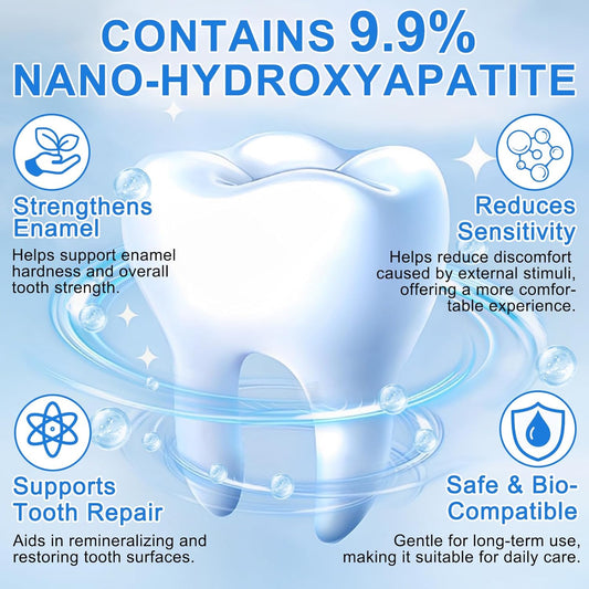 9.9% Hydroxyapatite Toothpaste - 2 Pack, Protects Enamel and Strengthens Teeth, Cleans and Cares for Oral Health, Freshens Breath, Non-Irritating, Natural and Safe, 8.46 Oz