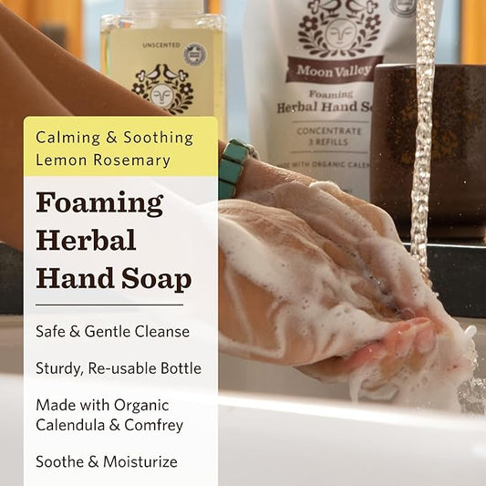 Moon Valley Herbal Foaming Hand Soap, Lemon Rosemary Two Pack, Vegan, Recyclable Bottle