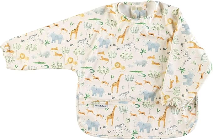Loulou Lollipop Long Sleeve Mess Free Waterproof Bibs, for baby boys and girls 6-36 Months, Machine Washable, Travel Friendly