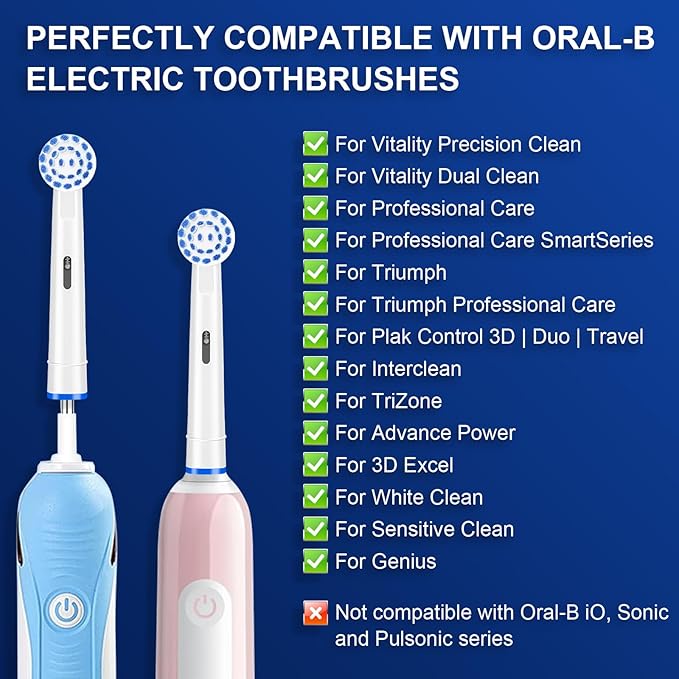 Pro Sensitive Gum Care Replacement Brush Heads Compatible with Oral-B Electric Toothbrushes, 16 Pack High Density Extra Soft Bristles Toothbrush Heads Refill, White