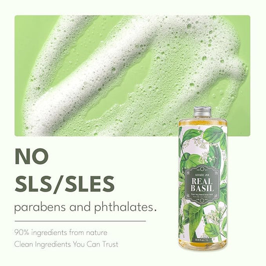 ROMIIE ZOI Basil Foaming Hand Soap Refill Gift Set – 3 Pack (33.8 Fl Oz Each) with Refillable Dispenser – Gentle, Moisturizing, Plant-Based Formula – Bulk Refill Bottles for Bathroom & Kitchen Use