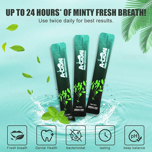 A-LTON Fresh Mouthwash Travel Packets, 30 Single-Use Pouches, Mint Flavor, Alcohol-Free, 24-Hour Fresh Breath (1)