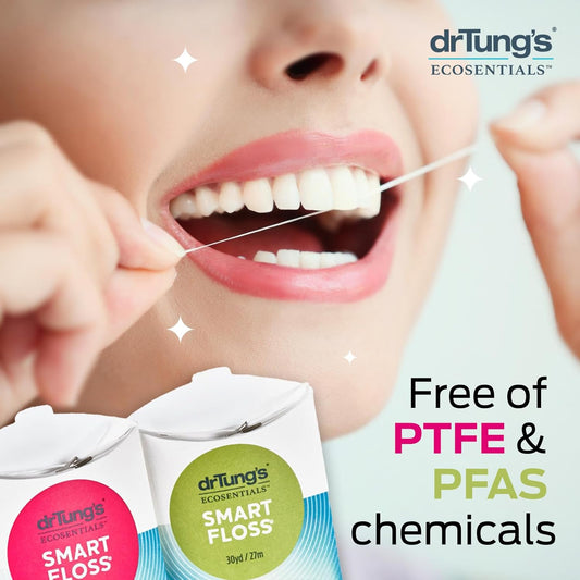 DrTung's Smart Floss - Natural Floss, PTFE & PFAS Free Floss, Gentle on Gums, Expands & Stretches, BPA Free - Natural Dental Floss Cardamom Flavor (Pack of 1)