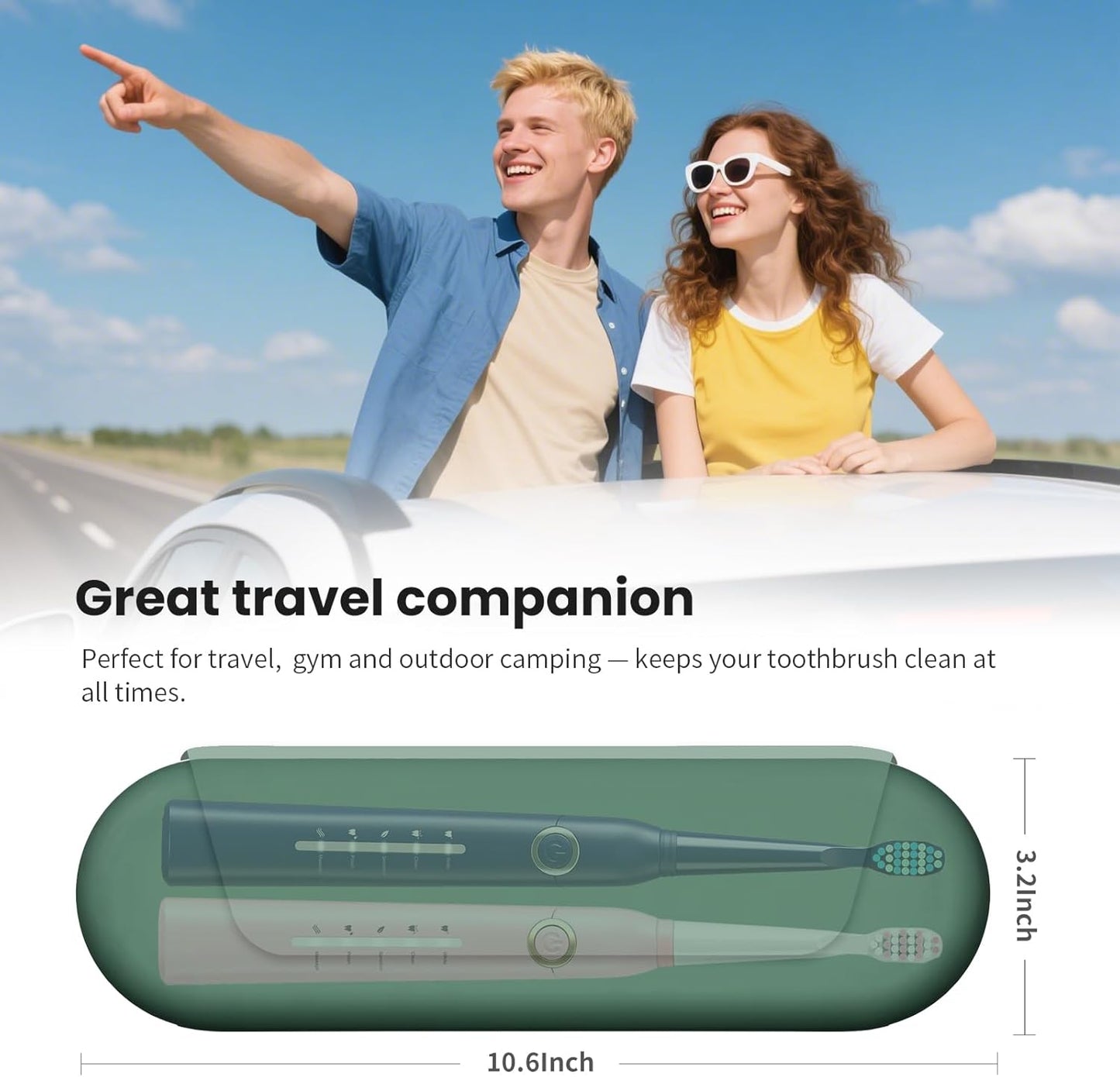 Silicone Electric Toothbrush Travel Cover, Toothbrush Travel Containers Bag Case,Keeps Toothbrush Fresh and Clean, Fits Most Manual and Electric Toothbrushes - Midnight Green