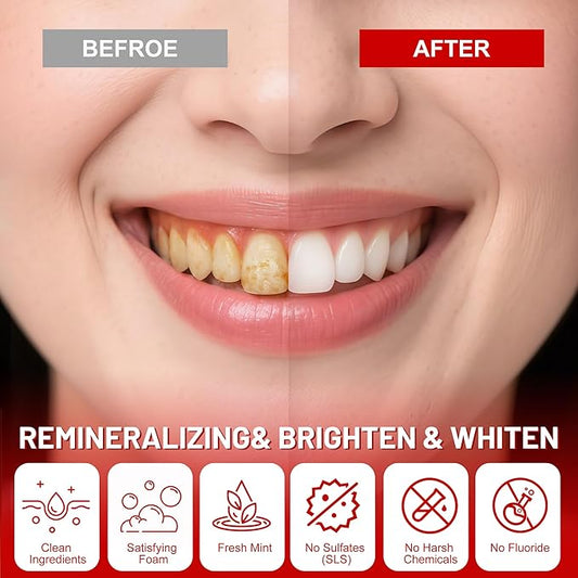 SP-6 Probiotics & Hydroxyapatite Toothpaste Tablets - Remineralizing Enamel Repair, Fluoride-Free Whitening, Mint Fresh Travel Tabs (62 Count)