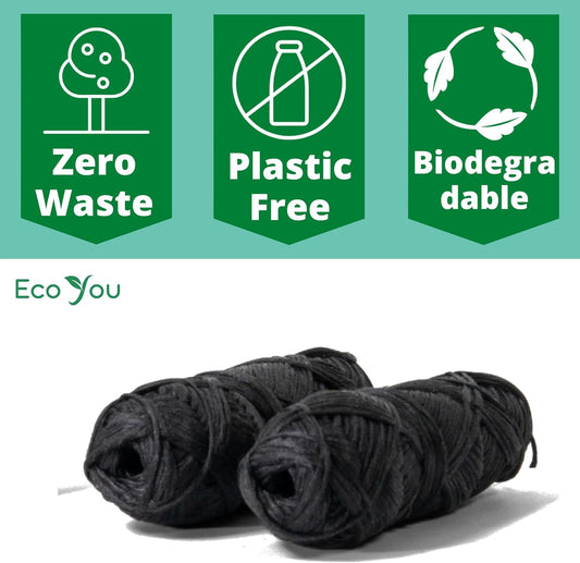 Charcoal Bamboo Floss | 2 Natural Floss Refill with Bamboo Container | Organic Mint & Candelilla Wax | Vegan & Biodegradable | Compatible with Similar Size Dental Silk Containers