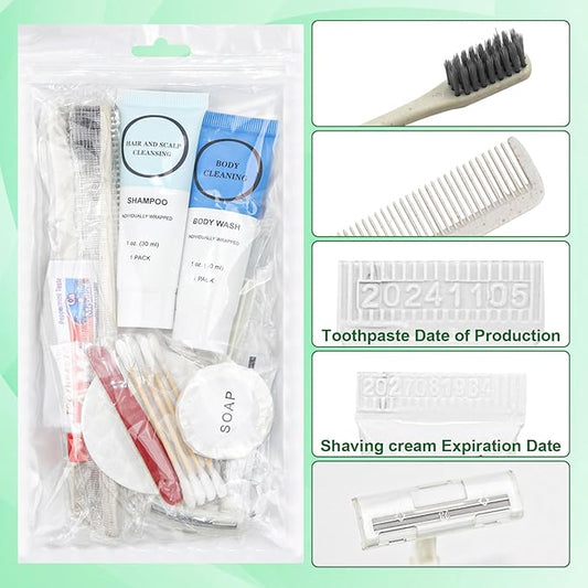 Toiletry Kits Homeless Personal Hygiene Care Package Kits Supplies In Bulk, Disposable Travel Size Essential Women Men Toiletries Set for Hotel, Charity, Camping, Travel (5 Pack)