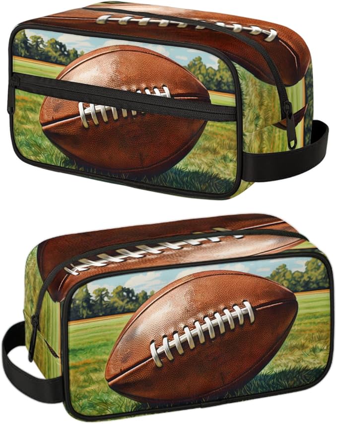 Rugby Ball Boys Travel Toiletry Bag Waterproof Wash Bag Shower Shaving Bag Cosmetic Organizer Makeup Bag Portable Toiletries Accessories for Women Men Rugby