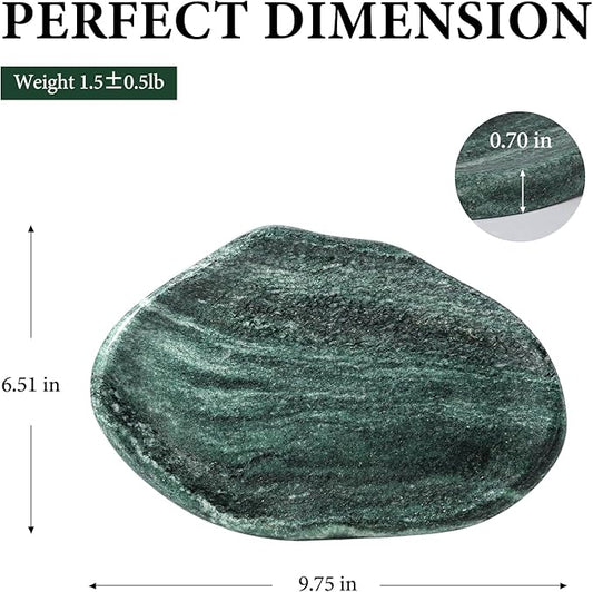 Koville Green Marble Cloud Shape Vanity Tray, Serving Stone Key Tray for Home Decor, 10" x 7" Luxurious Natural Marble Storage Trays for Bathroom, Stone Plate Holder for Perfume, Candle and Jewelry