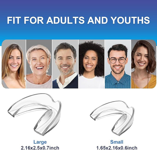 Mouth Guard for Grinding Teeth at Night, Neateeth Night Guards for Teeth Grinding & Clenching, Pack of 4 Dental Guards for Sleeping – 2 Sizes, Travel Case Included