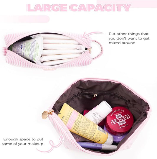 Personalized Makeup Bag for Women Girls - Fashion Cosmetic Bag Trendy Travel Toiletry Bag with Initials Letter - Teen Gifts - Pink,I