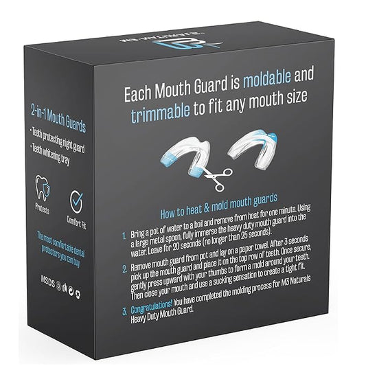 Mouth Guard for Grinding & Clenching Teeth BPA Free 4 Guards for Adults & Kids Dental Guards Bite Guards Night Guards for Teeth Grinding Teeth Grinding Mouth Guard for Sleep by M3 Naturals