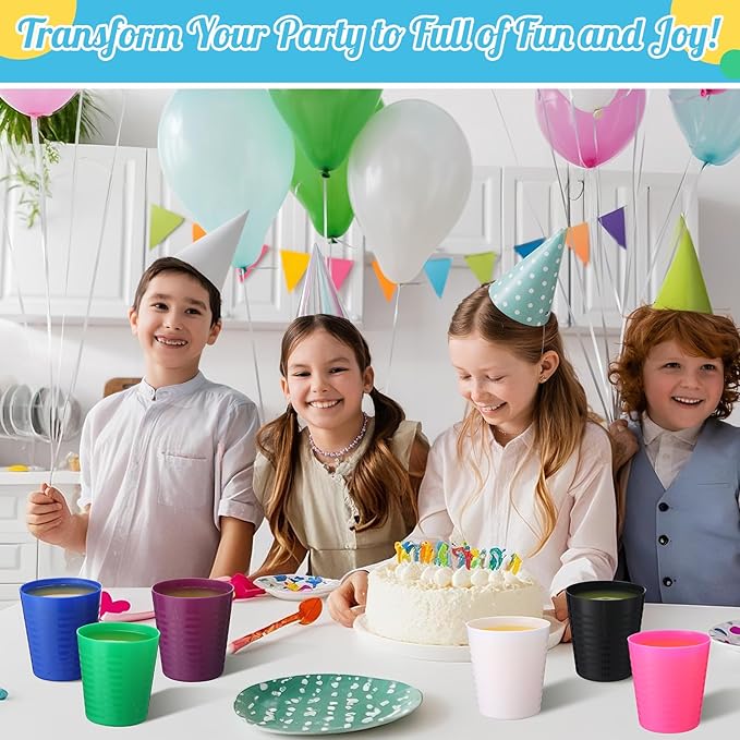 Eccliy 36pcs 8 oz Christmas Cups Unbreakable Plastic Stackable Juice Reusable Tumblers Bulk Plastic Drinking Cups for Kid Toddlers Baby Kid, Dishwasher Safe(Classic Color)