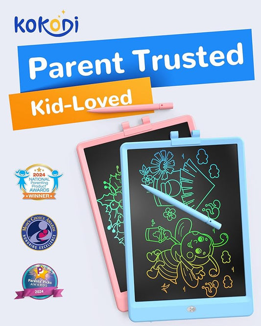 KOKODI LCD Writing Tablet, Gifts for 3 Years Old Boys and Girls,10 Inch Colorful Doodle Board Drawing Tablet, Erasable Reusable Electronic Drawing Pads, Educational and Learning Toys for Kids