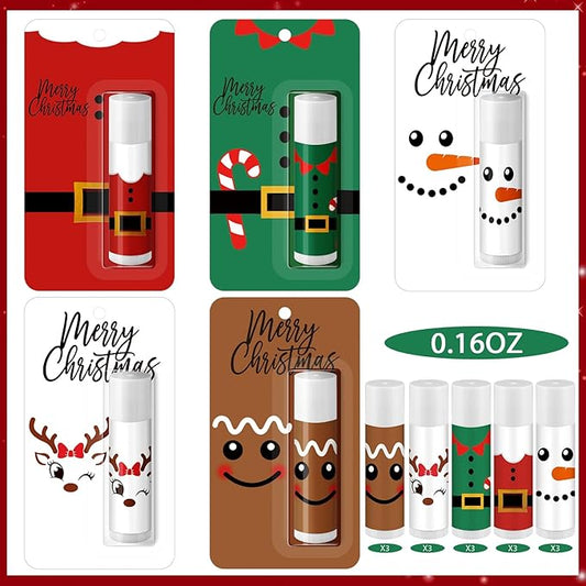 15 Pack Christmas Lip Balms Bulk Merry Christmas Party Gifts Favors Stocking Stuffers Holiday Lip Balms Employee Staff Team Appreciation Gifts Thank You for Teacher Coworkers
