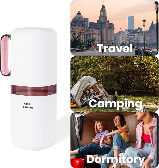 Toothbrush Travel Case,Toothbrush Holder and Rinse Cup with Handle Travel Toothbrush Cup,Multifunctional Toothbrush Cover,Large Capacit Travel Toothbrush Holder with Mouthwash Cup Purple