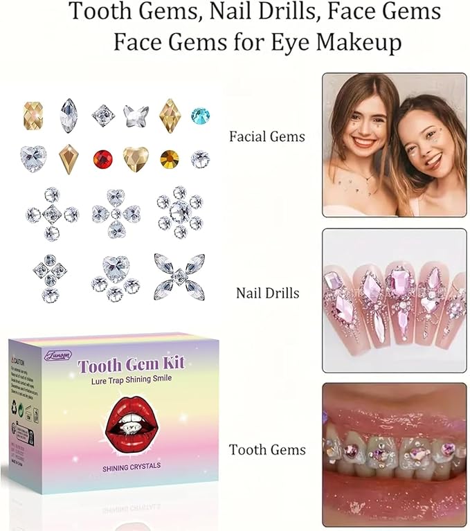 Tooth Gem Kit, DIY Crystals Jewelry Kit Teeth Gems Kit, 2025 New Professional Fashionable Y2k Tooth Gems Kit for Teeth, Teeth Jewelry Starter Kit