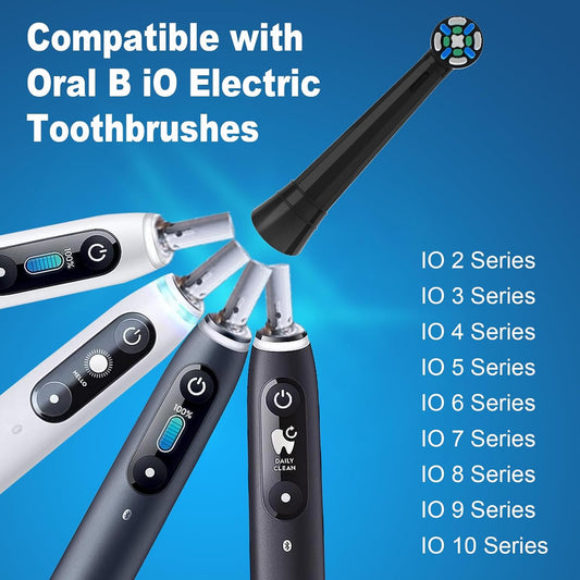 iO Replacement Heads Compatible with Oral B iO, for Oral B iO 2/3/4/5/6/7/8/9/10 Series Electric Toothbrushes, Medium Softness for Protect Teeth and Gums, 10 Black