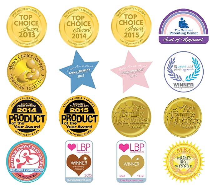 Kiddologic Bibit-all Baby Feeding Bib, Long Sleeves with Ribbed Cuffs and High Collar, Stretchy Pullover Smock, Soft Absorbent Terry, Waterproof Lining, Toddler Boy 12-36 Months, Sky Blue Stripe