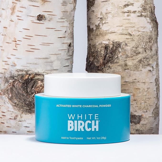 White Birch Activated White Charcoal Powder - Professional Teeth Whitening Charcoal - Natural & Fluoride Free Oral Care (White Charcoal Powder)