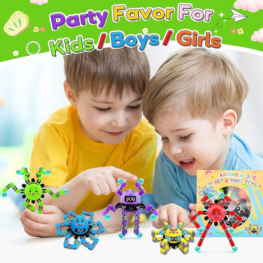 5 PCS Christmas Stocking Stuffers Fidget Spinner Toys for Kids & Adults,Party Favors Supplies Goodie Bags Birthday Gifts,Classroom Small Prizes Bulk Boys Girls Travel Sensory Toy for 3-5-8-12